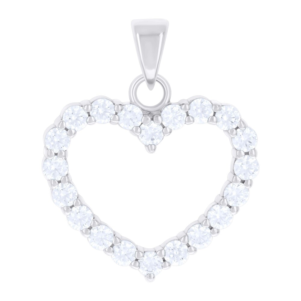 925 Sterling Silver Womens Cubic-Zirconia Heart Charm Pendant